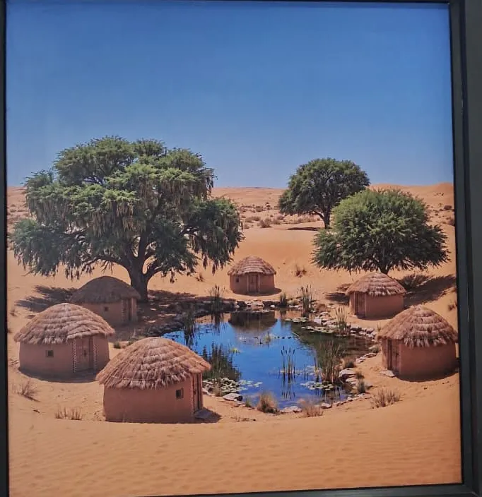 The Thar wall art at Guru Kripa Restaurant, Pachpadra